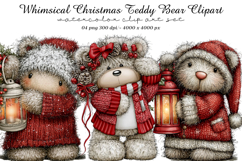 Whimsical Christmas Teddy Bear Clipart Product Image 1