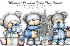 Whimsical Christmas Teddy Bear Clipart Product Image 1