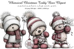 Whimsical Christmas Teddy Bear Clipart Product Image 1