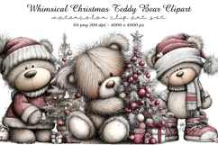 Whimsical Christmas Teddy Bear Clipart Product Image 1