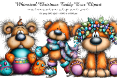 Whimsical Christmas Teddy Bear Clipart Product Image 1