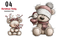 Whimsical Christmas Teddy Bear Clipart Product Image 1