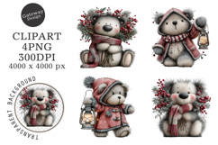 Whimsical Christmas Teddy Bear Clipart Product Image 1
