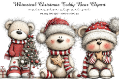 Whimsical Christmas Teddy Bear Clipart Product Image 1