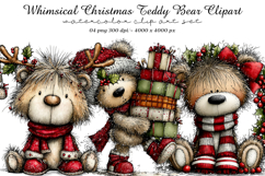 Whimsical Christmas Teddy Bear Clipart Product Image 1