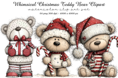 Whimsical Christmas Teddy Bear Clipart Product Image 1