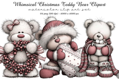 Whimsical Christmas Teddy Bear Clipart Product Image 1