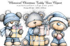 Whimsical Christmas Teddy Bear Clipart Product Image 1