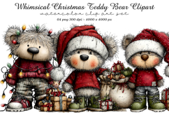 Whimsical Christmas Teddy Bear Clipart Product Image 1