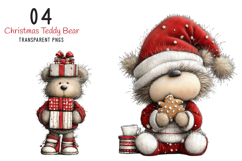 Whimsical Christmas Teddy Bear Clipart Product Image 1