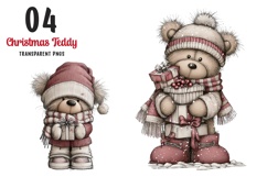 Whimsical Christmas Teddy Bear Clipart Product Image 1
