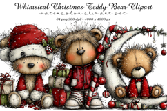 Whimsical Christmas Teddy Bear Clipart Product Image 1
