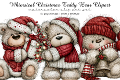 Whimsical Christmas Teddy Bear Clipart Product Image 1