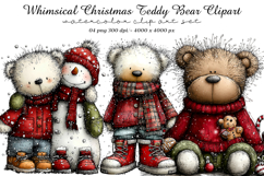 Whimsical Christmas Teddy Bear Clipart Product Image 1