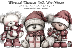 Whimsical Christmas Teddy Bear Clipart Product Image 1