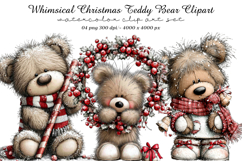 Whimsical Christmas Teddy Bear Clipart Product Image 1