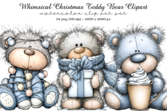 Whimsical Christmas Teddy Bear Clipart Product Image 1