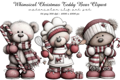 Whimsical Christmas Teddy Bear Clipart Product Image 1