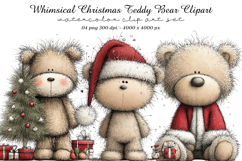 Whimsical Christmas Teddy Bear Clipart Product Image 1