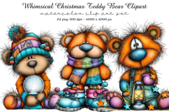 Whimsical Christmas Teddy Bear Clipart Product Image 1