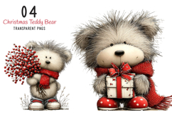 Whimsical Christmas Teddy Bear Clipart Product Image 1