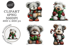 Whimsical Christmas Teddy Bear Clipart Product Image 1