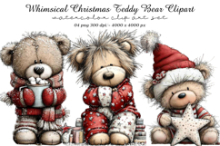 Whimsical Christmas Teddy Bear Clipart Product Image 1