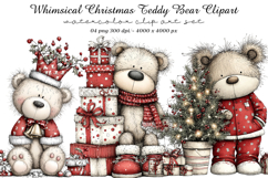 Whimsical Christmas Teddy Bear Clipart Product Image 1