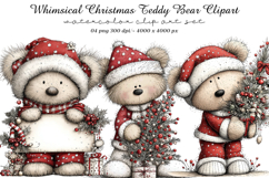 Whimsical Christmas Teddy Bear Clipart Product Image 1