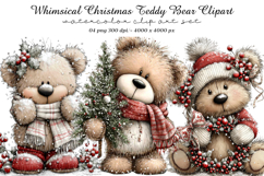 Whimsical Christmas Teddy Bear Clipart Product Image 1