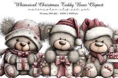 Whimsical Christmas Teddy Bear Clipart Product Image 1