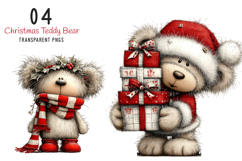 Whimsical Christmas Teddy Bear Clipart Product Image 1