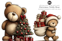 Whimsical Christmas Teddy Bear Clipart Product Image 1