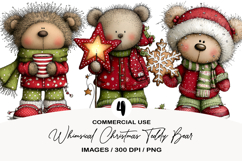 Whimsical Christmas Teddy Bear Clipart Product Image 1