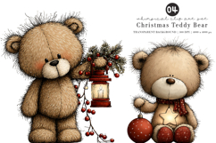 Whimsical Christmas Teddy Bear Clipart Product Image 1