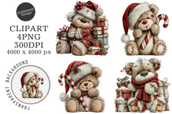 Whimsical Christmas Teddy Bear Clipart Product Image 1