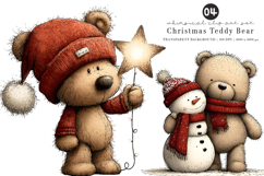 Whimsical Christmas Teddy Bear Clipart Product Image 1