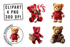 Whimsical Christmas Teddy Bear Clipart Product Image 1