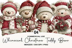 Whimsical Christmas Teddy Bear Clipart Product Image 1