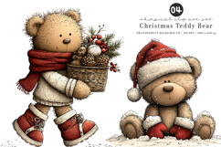Whimsical Christmas Teddy Bear Clipart Product Image 1