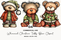 Whimsical Christmas Teddy Clipart Product Image 1