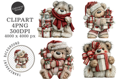 Whimsical Christmas Teddy Bear Clipart Product Image 1