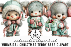 Whimsical Christmas Teddy Bear Clipart Product Image 1