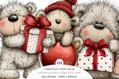 Whimsical Christmas Teddy Bear Clipart Product Image 1