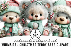 Whimsical Christmas Teddy Bear Clipart Product Image 1