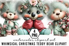 Whimsical Christmas Teddy Bear Clipart Product Image 1