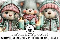 Whimsical Christmas Teddy Bear Clipart Product Image 1