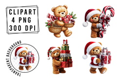 Whimsical Christmas Teddy Bear Clipart Product Image 1