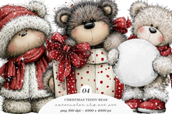 Whimsical Christmas Teddy Bear Clipart Product Image 1