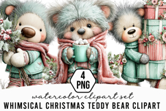 Whimsical Christmas Teddy Bear Clipart Product Image 1